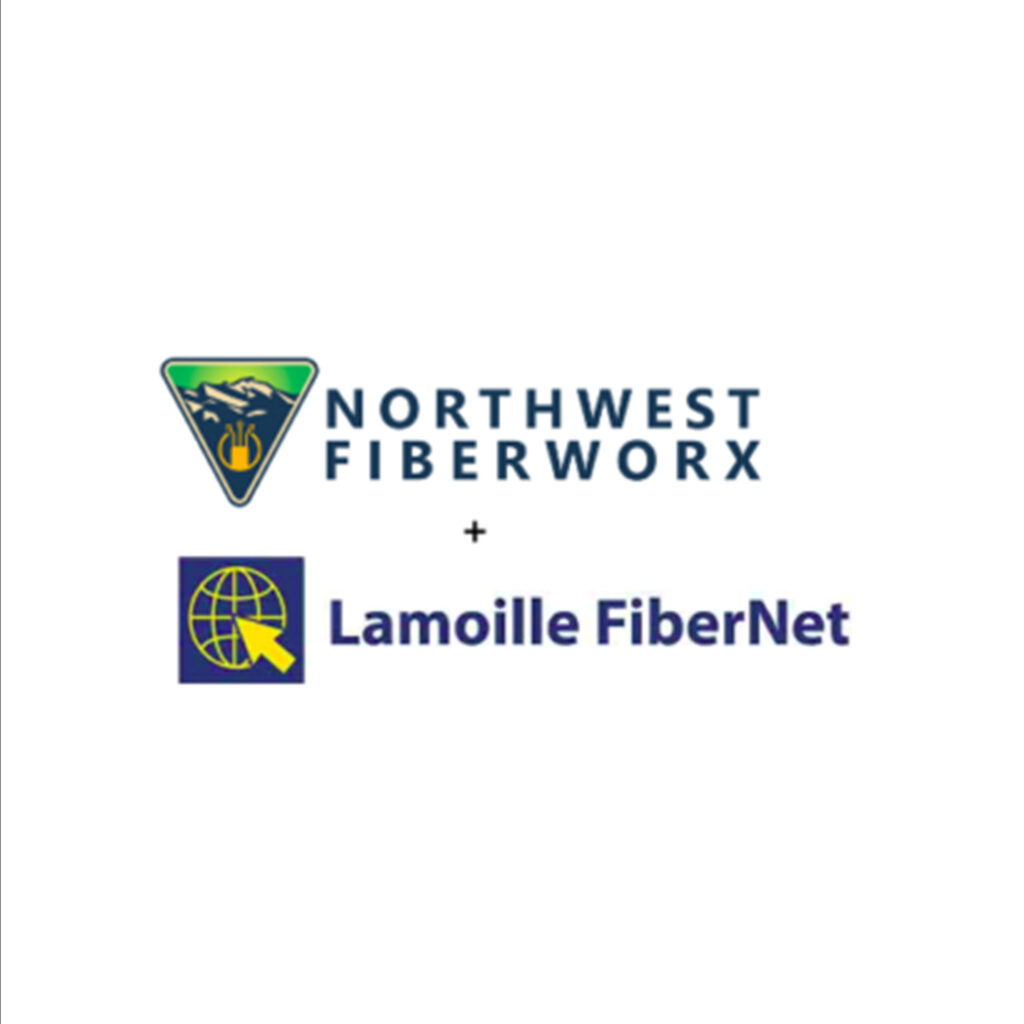 Northwest Fiberworx logo and Lamoille FiberNet logo